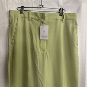 And Other Stories Women's 10 100% Wool Wide Leg Dress‎ Pants Green New Imperfect